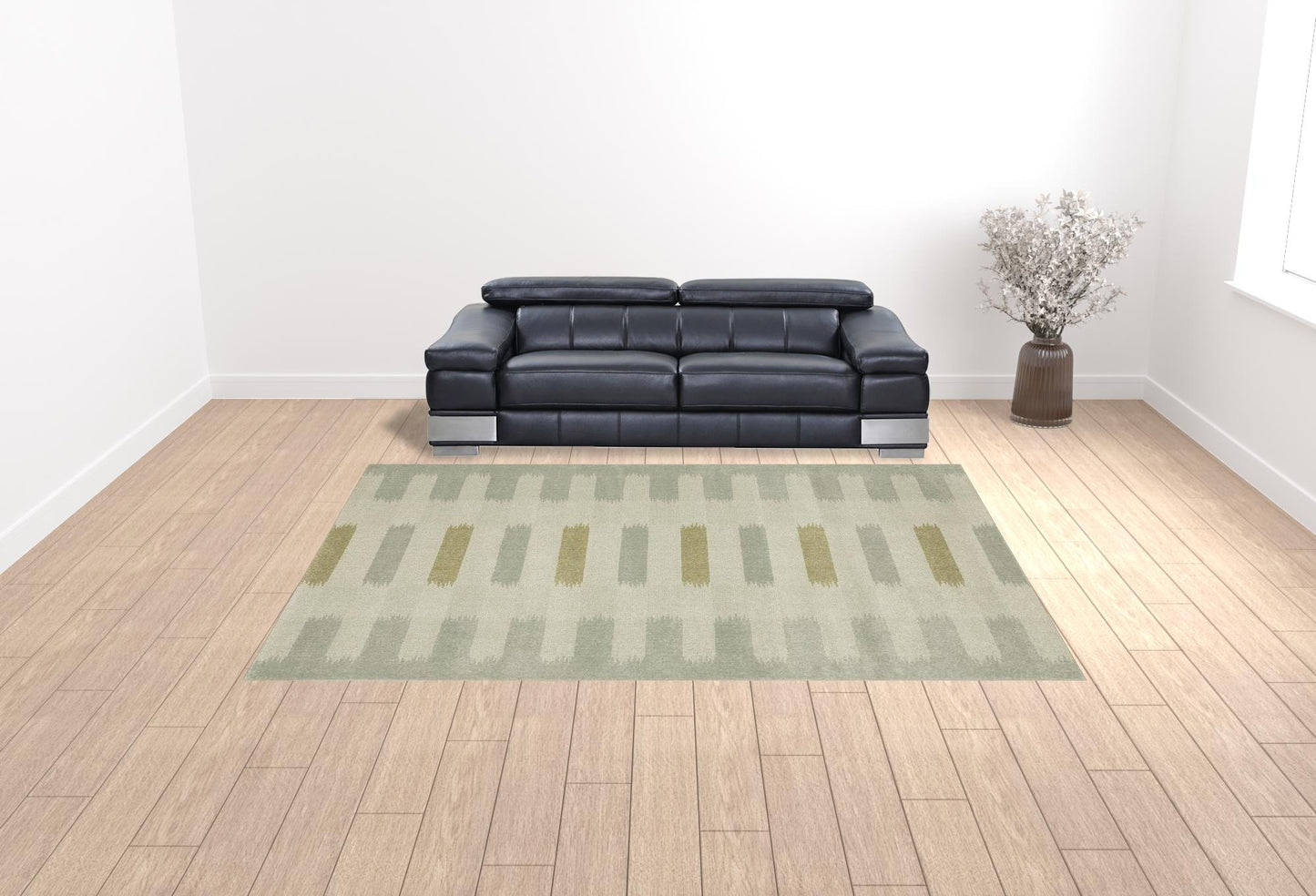 10' X 13' Beige Grey Gold And Green Geometric Power Loom Stain Resistant Area Rug - 27.0" (L) x 180.0" (W) x 0.8" (H)