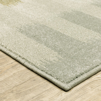 10' X 13' Beige Grey Gold And Green Geometric Power Loom Stain Resistant Area Rug - 27.0" (L) x 180.0" (W) x 0.8" (H)