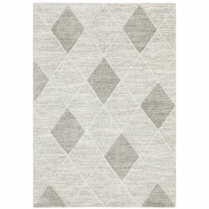 10' X 13' Grey And Ivory Geometric Power Loom Stain Resistant Area Rug - 20.0" (L) x 34.0" (W) x 0.39" (H)