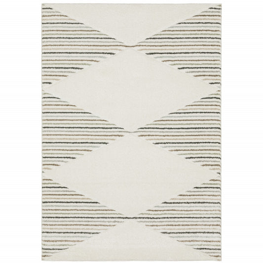 10' X 13' Beige Grey Sage Green Pale Blue Brown And Charcoal Geometric Power Loom Stain Resistant Area Rug - 27.0" (L) x 180.0" (W) x 0.8" (H)