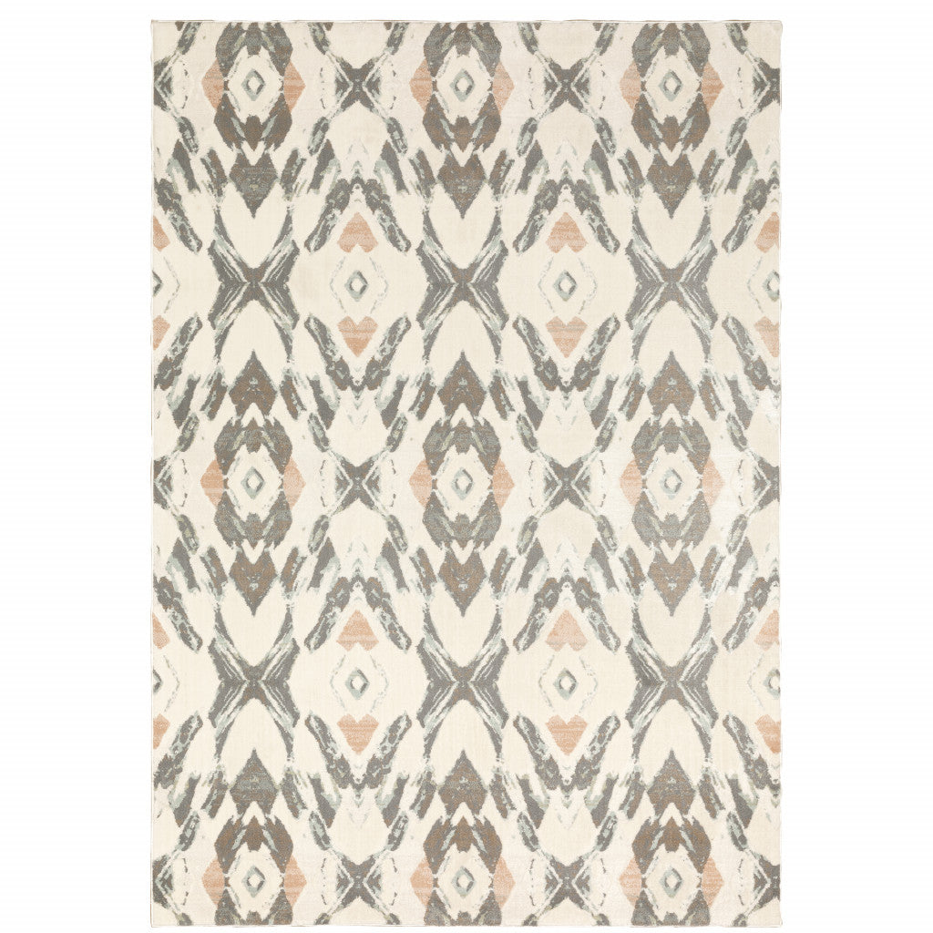 4' X 6' Ivory Pink And Sage Geometric Power Loom Stain Resistant Area Rug - 46.06" (H) x 64.96" (W) x 0.39" (D)