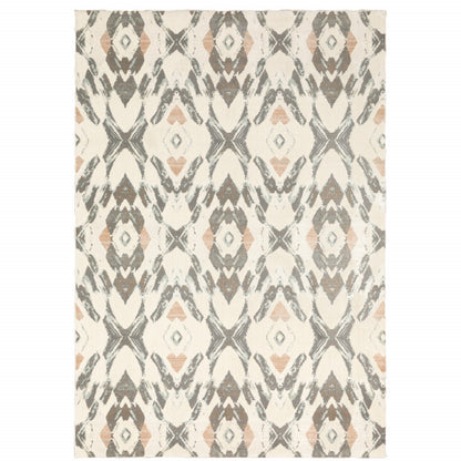 4' X 6' Ivory Pink And Sage Geometric Power Loom Stain Resistant Area Rug - 46.06" (H) x 64.96" (W) x 0.39" (D)