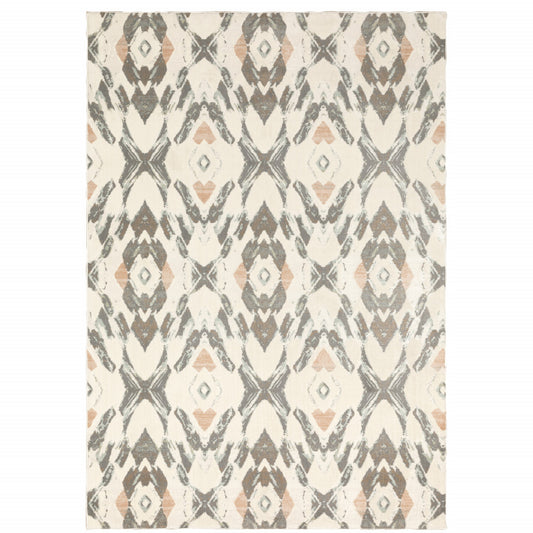 4' X 6' Ivory Pink And Sage Geometric Power Loom Stain Resistant Area Rug - 46.06" (H) x 64.96" (W) x 0.39" (D)