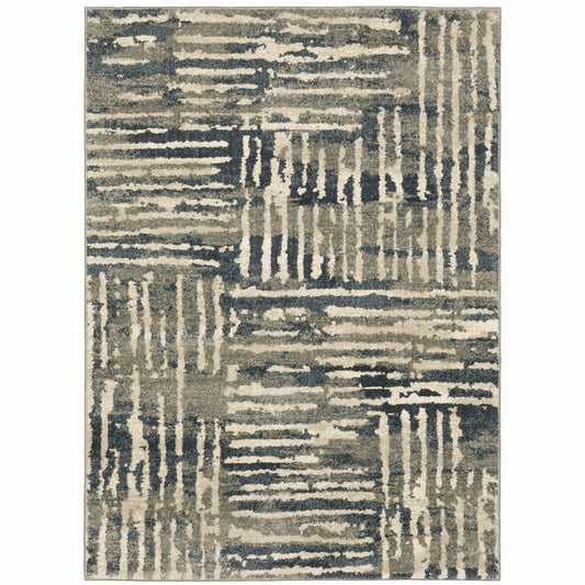 2' X 3' Blue And Beige Abstract Power Loom Stain Resistant Area Rug - 45.0" (L) x 66.0" (W) x 0.8" (H)