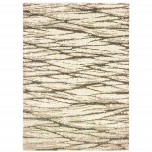 6' X 9' Ivory Sand And Ash Abstract Power Loom Stain Resistant Area Rug - 78.74" (H) x 110.24" (W) x 0.78" (D)