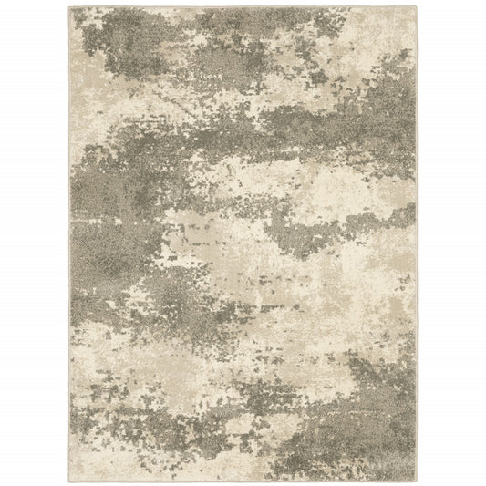 2' X 3' Beige And Grey Abstract Power Loom Stain Resistant Area Rug - 30.0" (L) x 96.0" (W) x 0.43" (H)