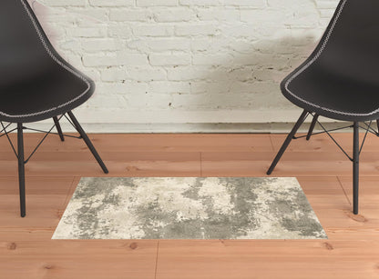 2' X 3' Beige And Grey Abstract Power Loom Stain Resistant Area Rug - 30.0" (L) x 96.0" (W) x 0.43" (H)