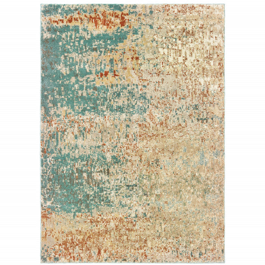 2' X 3' Foam Blue Pumpkin And Golden Yellow Abstract Power Loom Stain Resistant Area Rug - 47.24" (L) x 47.24" (W) x 0.24" (H)