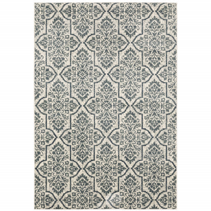 10' X 13' Ivory Blue And Sage Floral Power Loom Stain Resistant Area Rug - 24.02" (L) x 35.83" (W) x 0.12" (H)