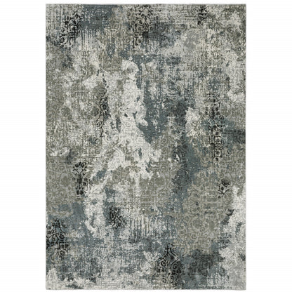 4' X 6' Ivory Grey Charcoal Blue And Navy Abstract Power Loom Stain Resistant Area Rug - 46.06" (H) x 64.96" (W) x 1.0" (D)