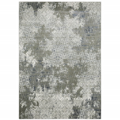 10' X 13' Ivory Grey Blue And Taupe Abstract Power Loom Stain Resistant Area Rug - 26.0" (L) x 36.0" (W) x 0.41" (H)