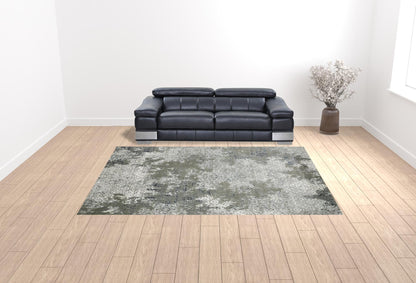 10' X 13' Ivory Grey Blue And Taupe Abstract Power Loom Stain Resistant Area Rug - 26.0" (L) x 36.0" (W) x 0.41" (H)