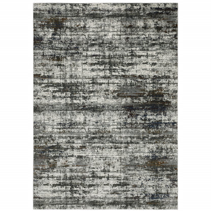 10' X 13' Ivory Charcoal Grey Blue Rust And Brown Abstract Power Loom Stain Resistant Area Rug - 20.0" (L) x 34.0" (W) x 0.39" (H)