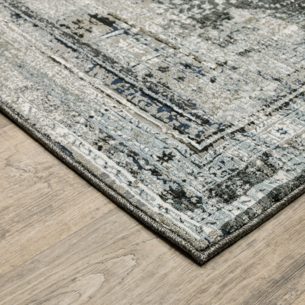 10' X 13' Gray And Ivory Oriental Power Loom Area Rug - 22.0" (L) x 34.0" (W) x 1.0" (H)