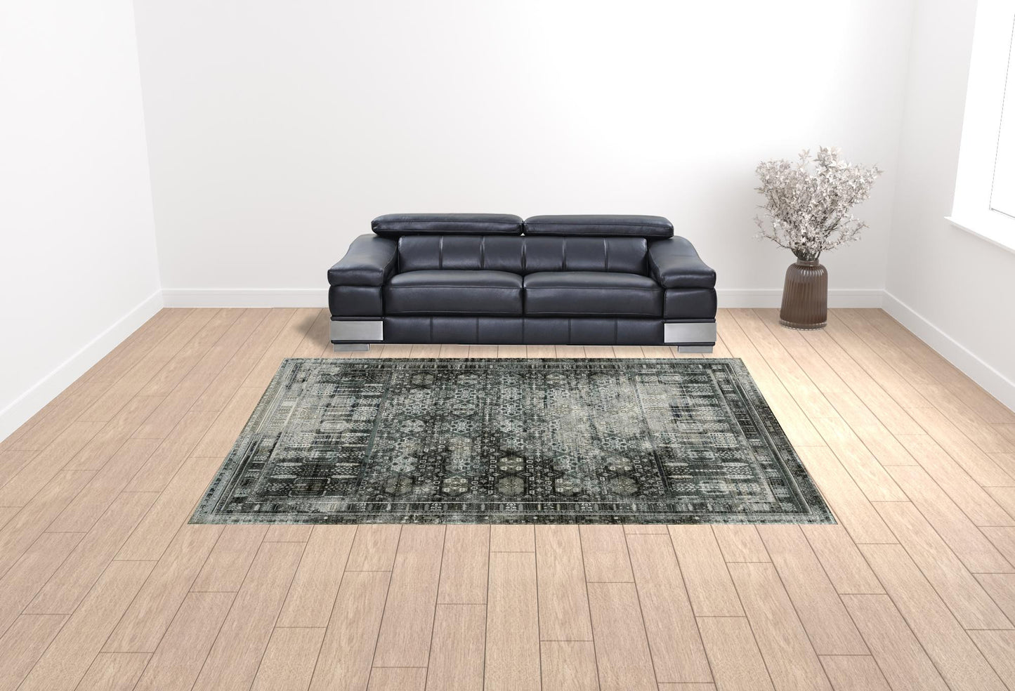 10' X 13' Gray And Ivory Oriental Power Loom Area Rug - 22.0" (L) x 34.0" (W) x 1.0" (H)