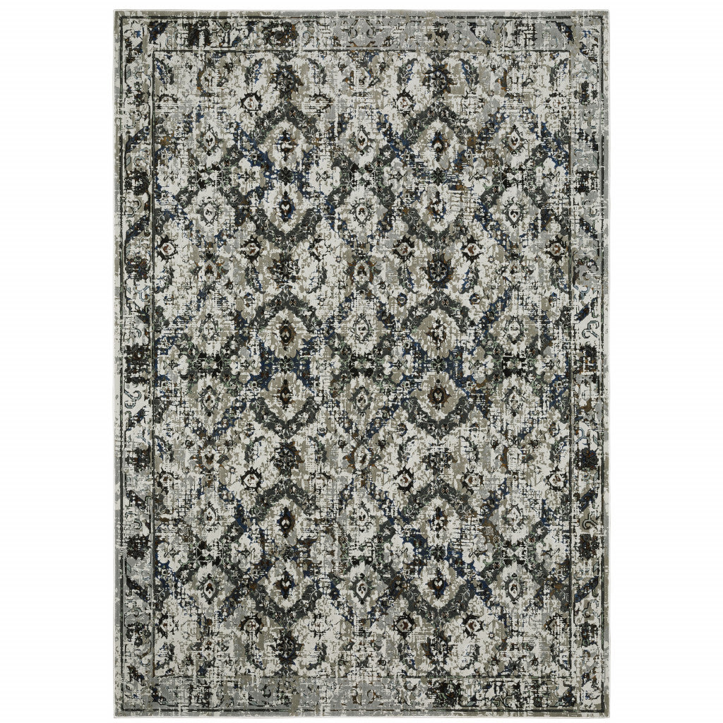 10' X 13' Black and Gray Oriental Power Loom Area Rug - 32.0" (L) x 180.0" (W) x 0.6" (H) FurniFindUSA