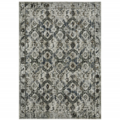 10' X 13' Black and Gray Oriental Power Loom Area Rug - 32.0" (L) x 180.0" (W) x 0.6" (H) FurniFindUSA