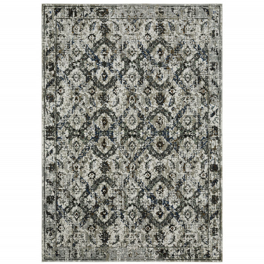 10' X 13' Black and Gray Oriental Power Loom Area Rug - 32.0" (L) x 180.0" (W) x 0.6" (H)