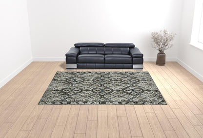 10' X 13' Black and Gray Oriental Power Loom Area Rug - 32.0" (L) x 180.0" (W) x 0.6" (H) FurniFindUSA
