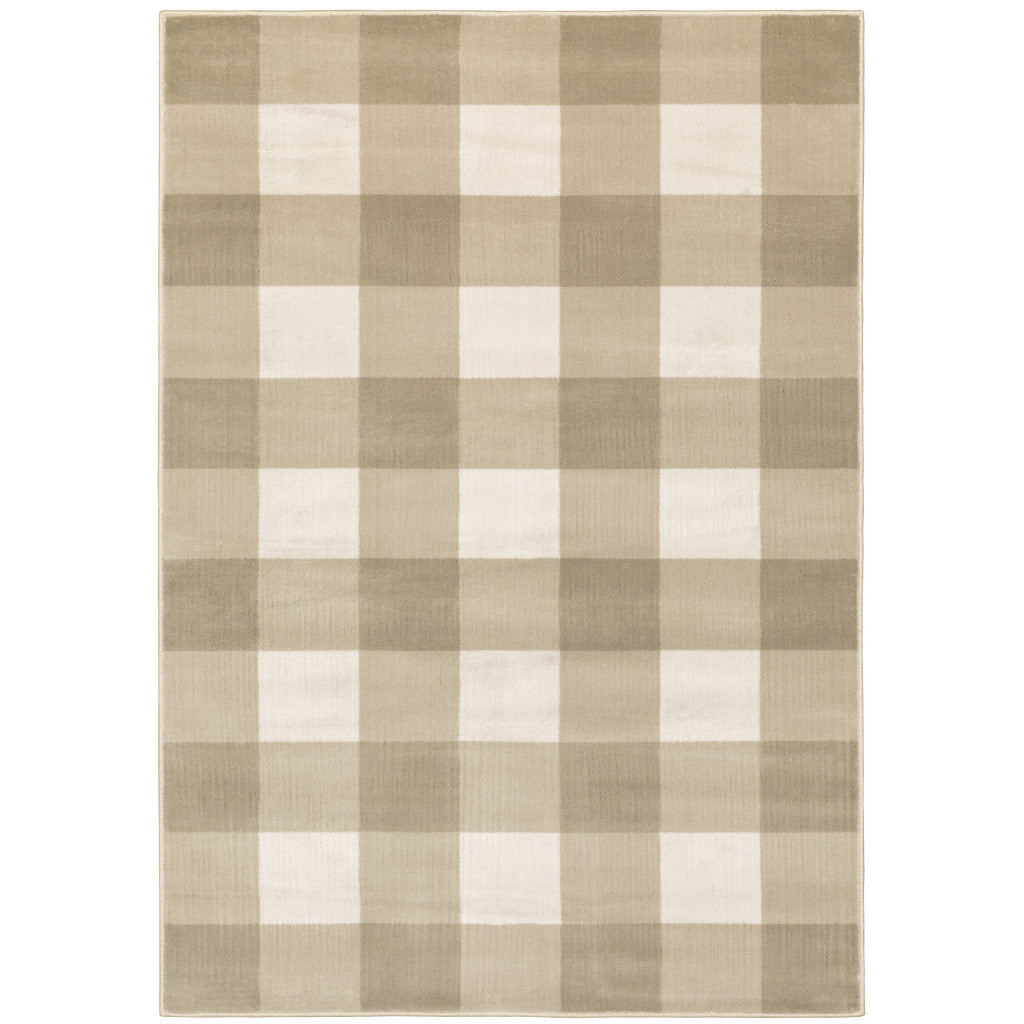 10' X 13' Beige And Ivory Geometric Power Loom Stain Resistant Area Rug - 27.0" (L) x 156.0" (W) x 0.6" (H)