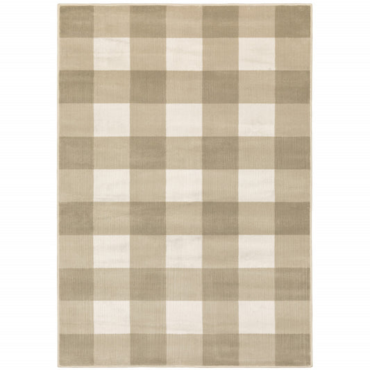 10' X 13' Beige And Ivory Geometric Power Loom Stain Resistant Area Rug - 27.0" (L) x 156.0" (W) x 0.6" (H)