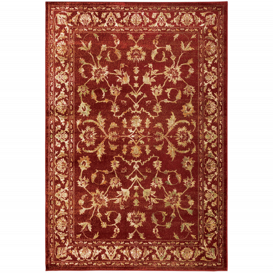 6' X 9' Red And Gold Oriental Power Loom Stain Resistant Area Rug - 78.74" (H) x 110.24" (W) x 0.23" (D)