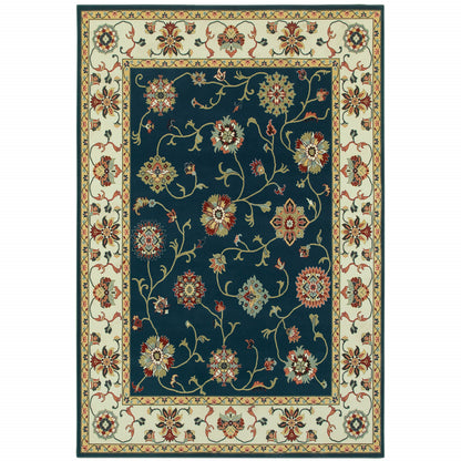 10' X 13' Navy And Ivory Oriental Power Loom Stain Resistant Area Rug - 20.87" (L) x 31.5" (W) x 0.07" (H)