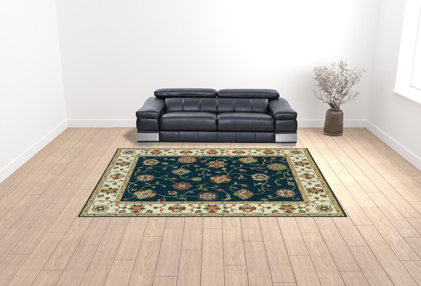 10' X 13' Navy And Ivory Oriental Power Loom Stain Resistant Area Rug - 20.87" (L) x 31.5" (W) x 0.07" (H)