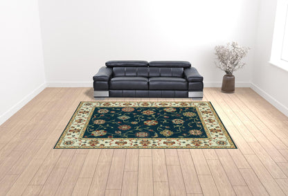 10' X 13' Navy And Ivory Oriental Power Loom Stain Resistant Area Rug - 20.87" (L) x 31.5" (W) x 0.07" (H)