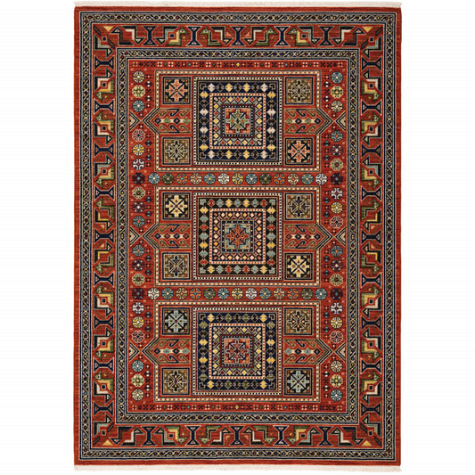 2' X 3' Blue and Red Oriental Power Loom Area Rug - 45.0" (L) x 69.0" (W) x 0.8" (H)