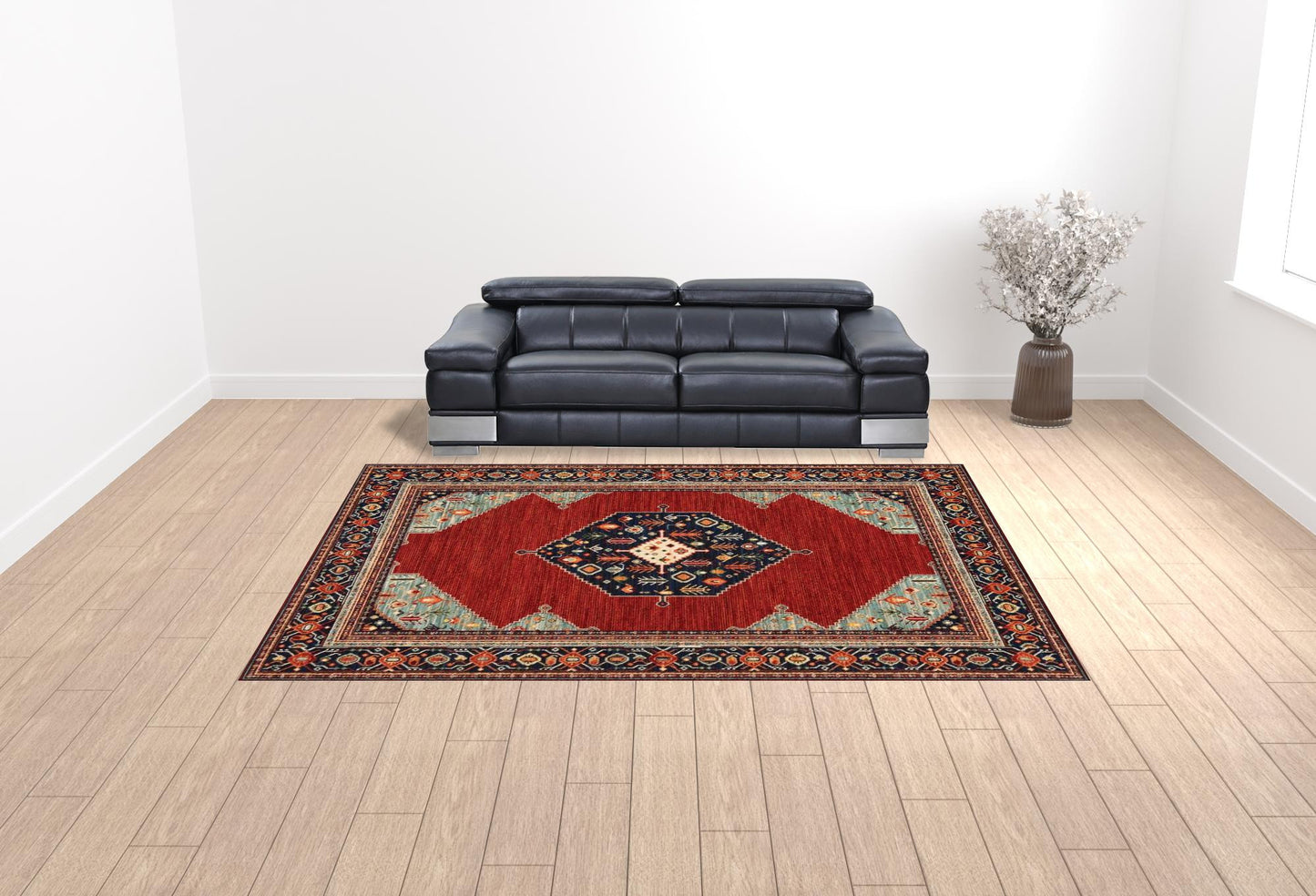 10' X 13' Red and Black Oriental Power Loom Area Rug - 23.62" (L) x 36.22" (W) x 0.23" (H)