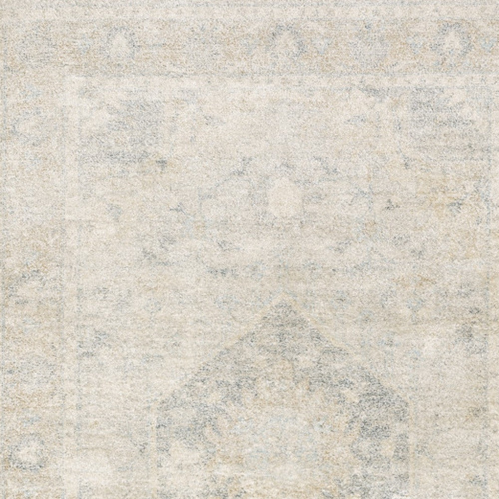 10' X 13' Beige And Grey Oriental Hand Loomed Stain Resistant Area Rug With Fringe