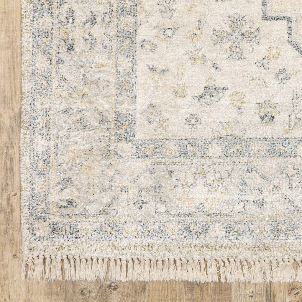 10' X 13' Beige And Charcoal Oriental Hand Loomed Stain Resistant Area Rug With Fringe - 27.0" (L) x 156.0" (W) x 0.6" (H)