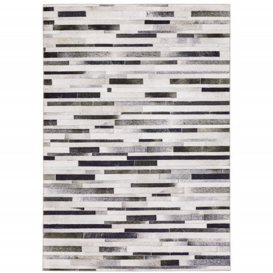 9' X 12' Grey Charcoal And Beige Geometric Power Loom Stain Resistant Area Rug - 104.72" (H) x 144.09" (W) x 0.11" (D)