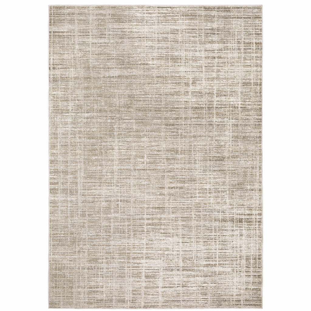 10' X 13' Beige Grey Ivory Tan And Brown Abstract Power Loom Stain Resistant Area Rug - 0.31" (L) x 155.12" (W) x 118.11" (H)