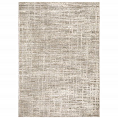 10' X 13' Beige Grey Ivory Tan And Brown Abstract Power Loom Stain Resistant Area Rug - 0.31" (L) x 155.12" (W) x 118.11" (H)