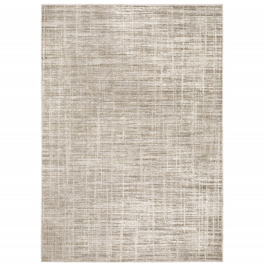 10' X 13' Beige Grey Ivory Tan And Brown Abstract Power Loom Stain Resistant Area Rug - 0.31" (L) x 155.12" (W) x 118.11" (H)