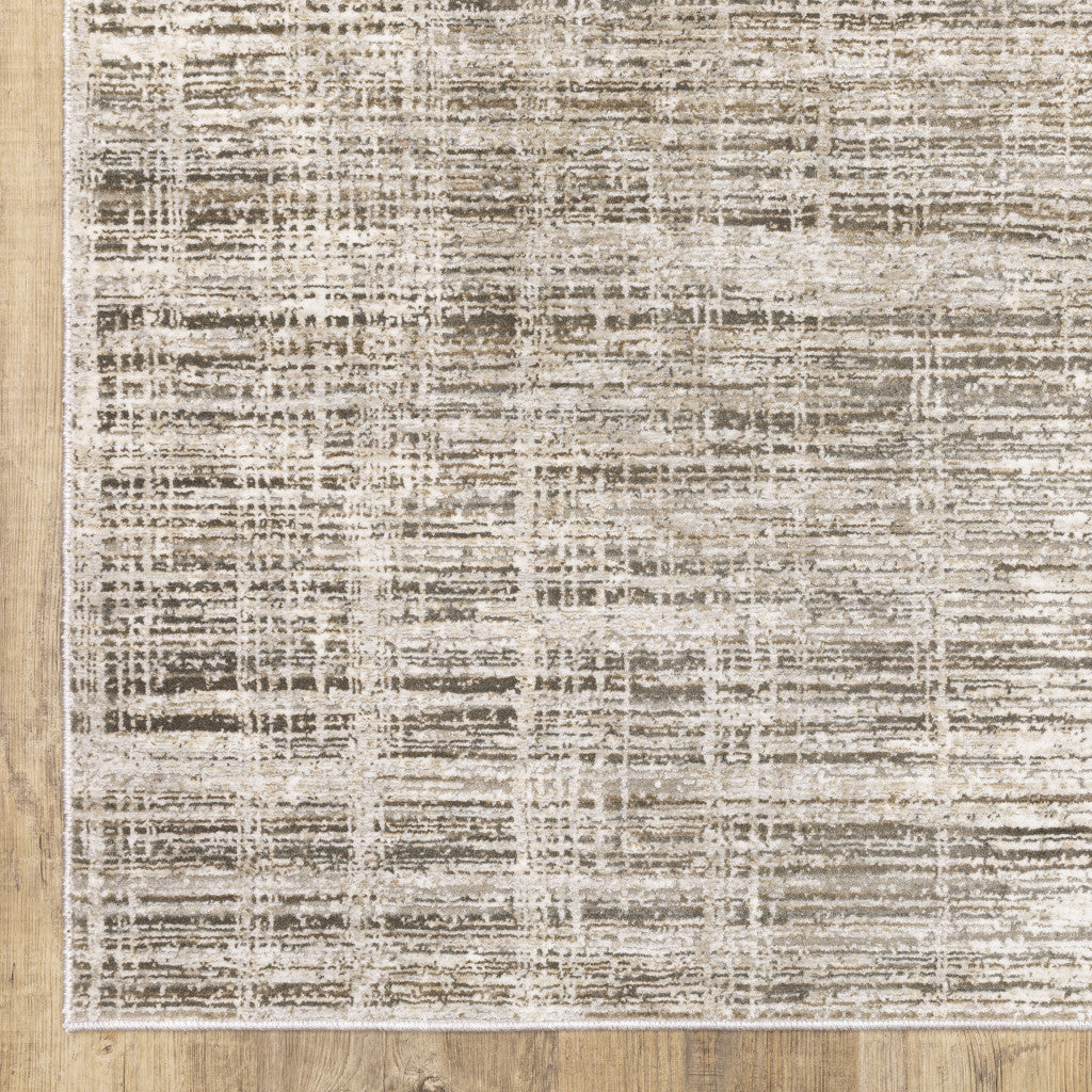 10' X 13' Beige Grey Ivory Tan And Brown Abstract Power Loom Stain Resistant Area Rug - 0.31" (L) x 155.12" (W) x 118.11" (H)