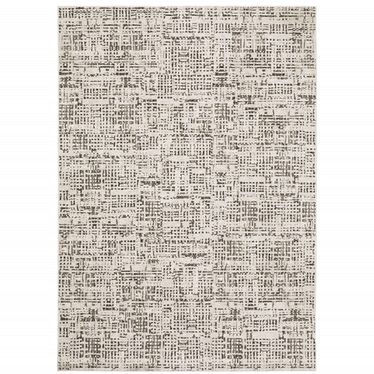 6' X 9' Ivory Grey Charcoal Brown And Beige Abstract Power Loom Stain Resistant Area Rug - 78.74" (H) x 116.54" (W) x 0.31" (D)