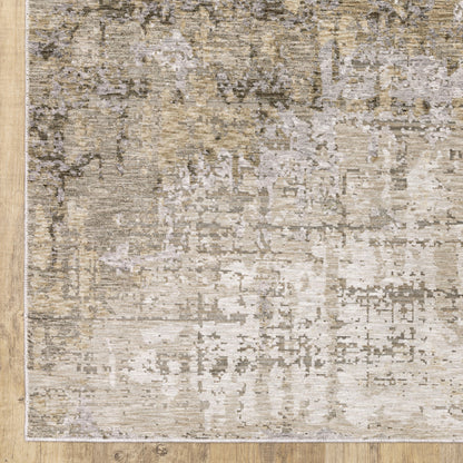 10' X 13' Beige Grey Ivory Tan And Brown Abstract Power Loom Stain Resistant Area Rug - 0.31" (L) x 155.12" (W) x 118.11" (H)