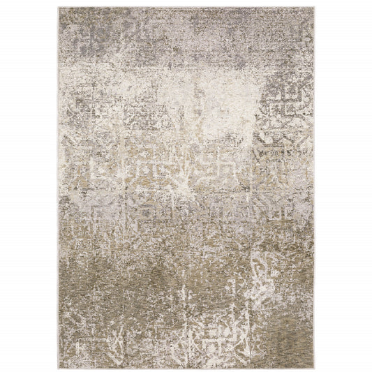 6' X 9' Ivory Grey Tan Brown And Beige Abstract Power Loom Stain Resistant Area Rug - 78.74" (H) x 116.54" (W) x 0.31" (D)