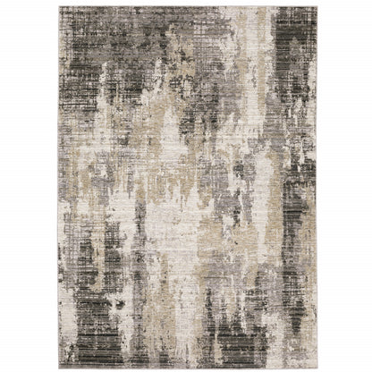 10' X 13' Gray And Ivory Abstract Power Loom Area Rug - 20.0" (L) x 34.0" (W) x 0.39" (H)