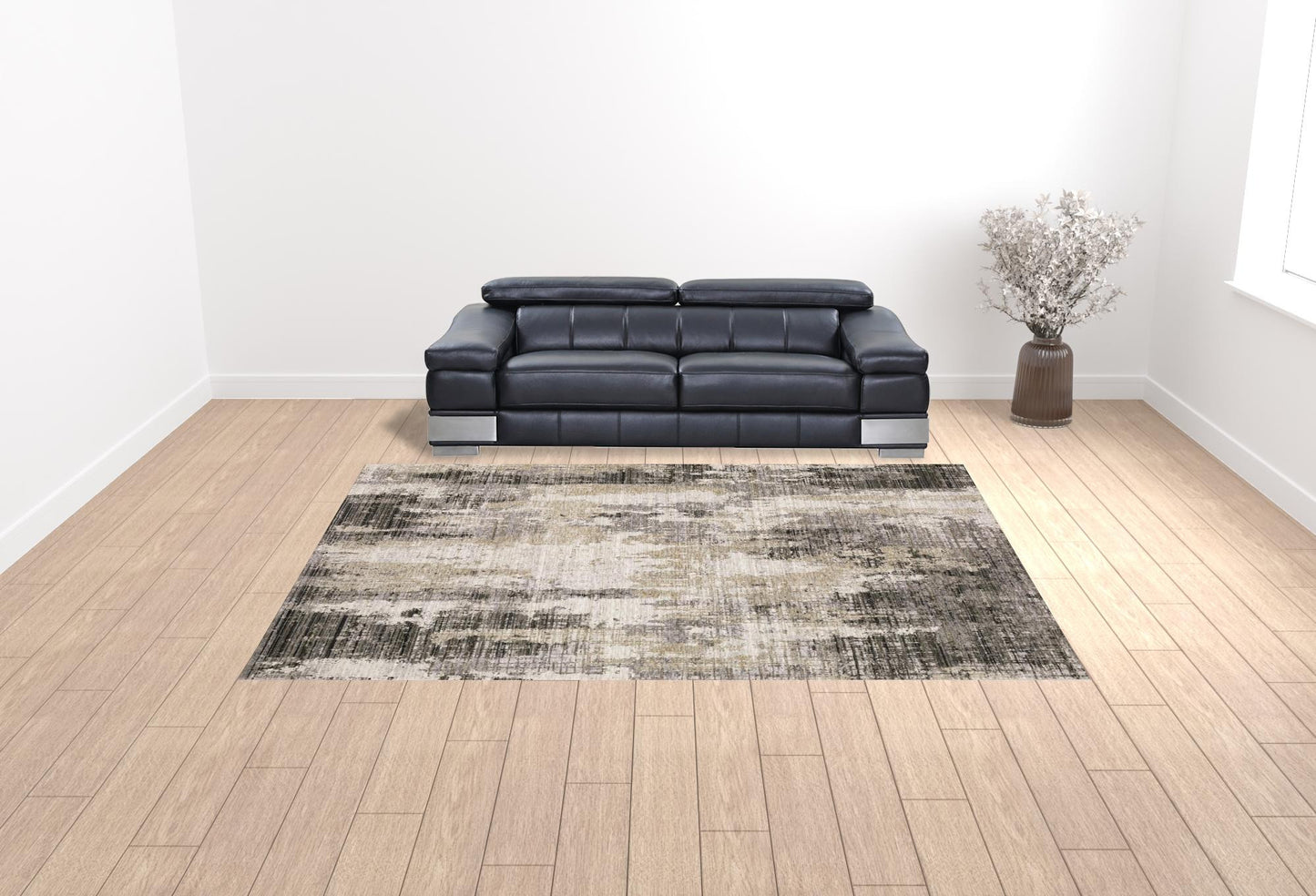 10' X 13' Gray And Ivory Abstract Power Loom Area Rug - 20.0" (L) x 34.0" (W) x 0.39" (H)