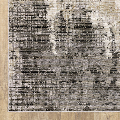 10' X 13' Gray And Ivory Abstract Power Loom Area Rug - 20.0" (L) x 34.0" (W) x 0.39" (H)