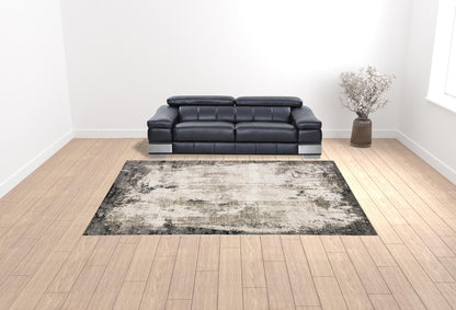 10' X 13' Grey Ivory Charcoal Tan Black And Beige Abstract Power Loom Stain Resistant Area Rug - 22.44" (L) x 39.37" (W) x 1.96" (H)