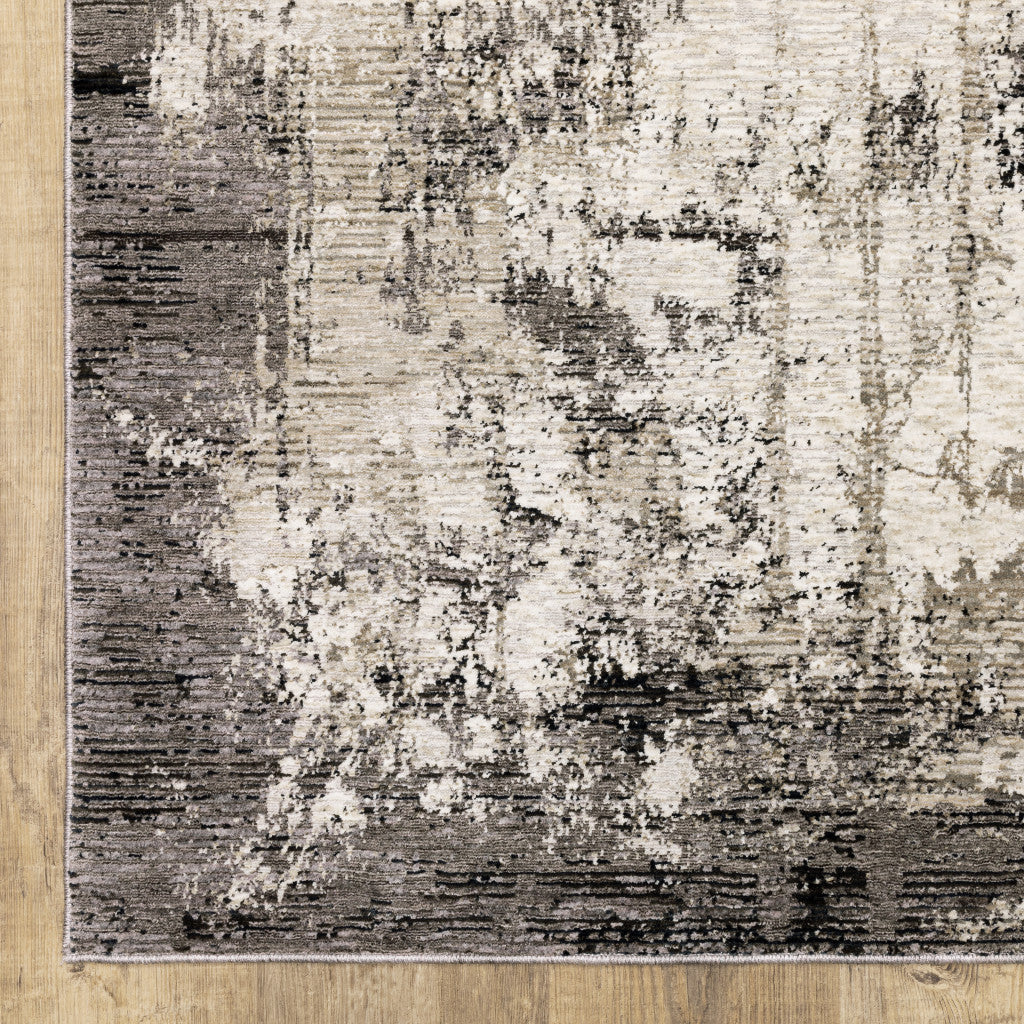 10' X 13' Grey Ivory Charcoal Tan Black And Beige Abstract Power Loom Stain Resistant Area Rug - 22.44" (L) x 39.37" (W) x 1.96" (H)