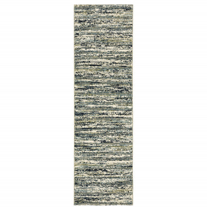 2' X 8' Blue Green Light Blue Grey And Ivory Abstract Power Loom Stain Resistant Runner Rug - 78.74" (L) x 114.17" (W) x 0.98" (H) FurniFindUSA