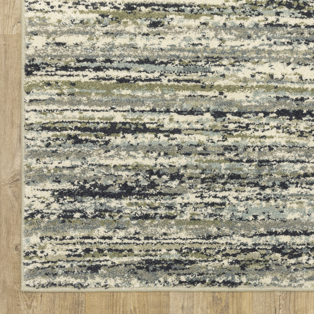2' X 8' Blue Green Light Blue Grey And Ivory Abstract Power Loom Stain Resistant Runner Rug - 78.74" (L) x 114.17" (W) x 0.98" (H) FurniFindUSA