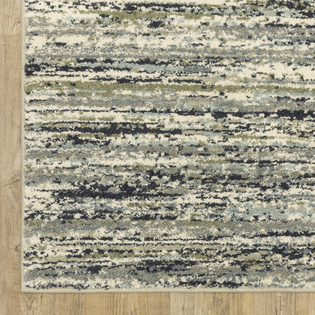 5' X 7' Blue Green Light Blue Grey And Ivory Abstract Power Loom Stain Resistant Area Rug - 62.99" (H) x 86.61" (W) x 0.79" (D)