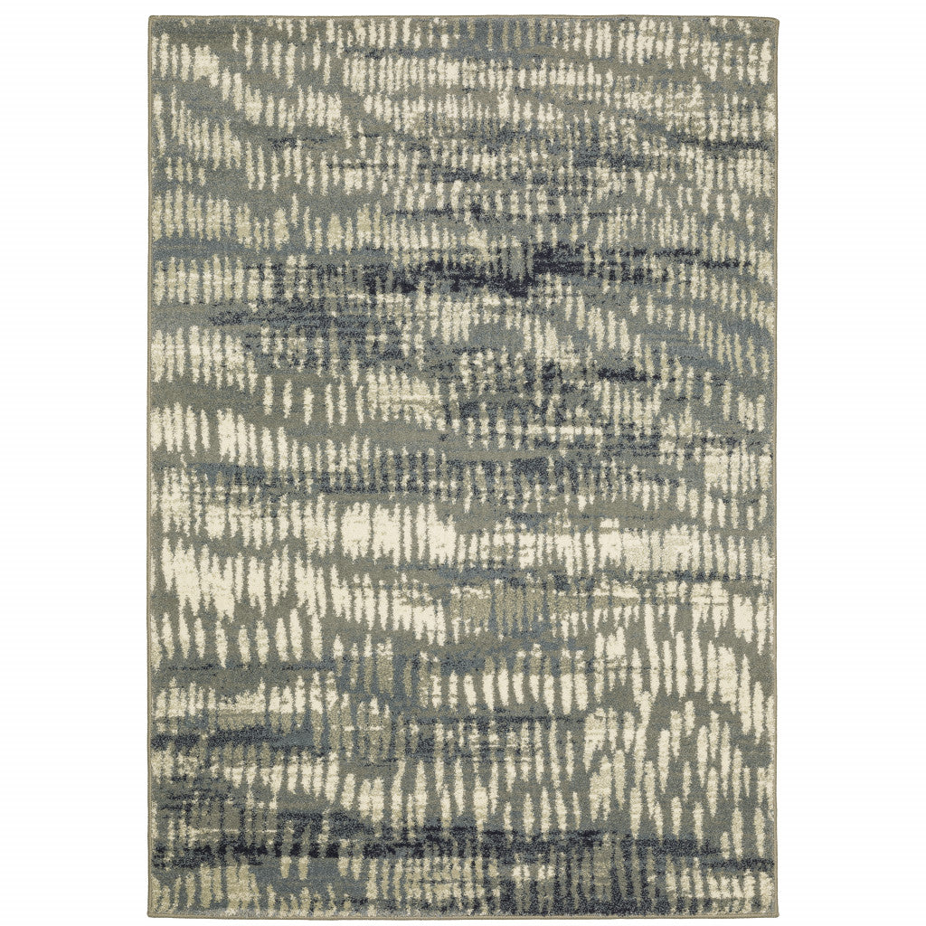 10' X 13' Grey Beige Blue And Light Blue Abstract Power Loom Stain Resistant Area Rug - 24.0" (L) x 33.0" (W) x 0.5" (H)